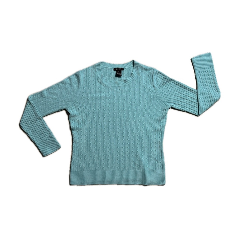 Link Blue Crew Neck Ribbed Sweater